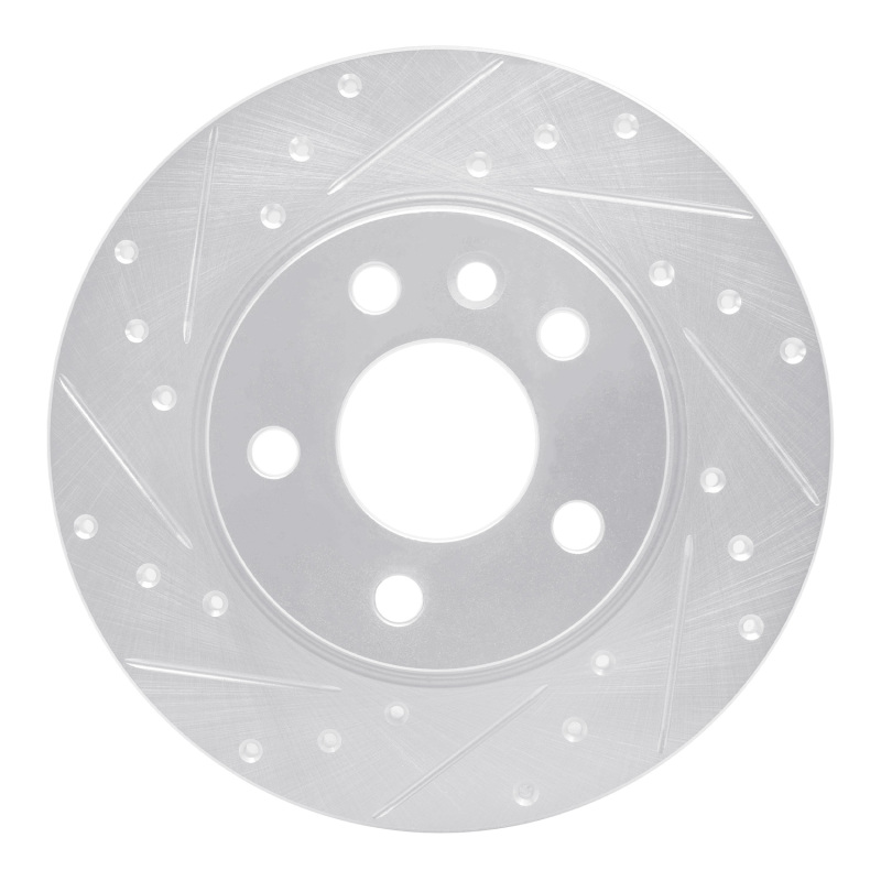 Volkswagen EuroVan Brake Rotor (1) - Rear Left - R1 Concepts - Drilled & Slotted - Silver - `96-`00